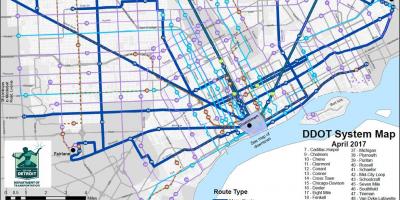 Kart over Detroit Buss