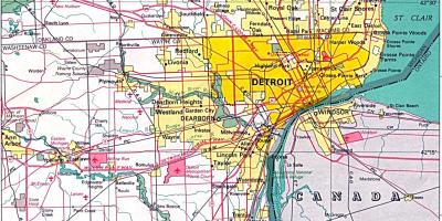 Kart over Detroit forstedene