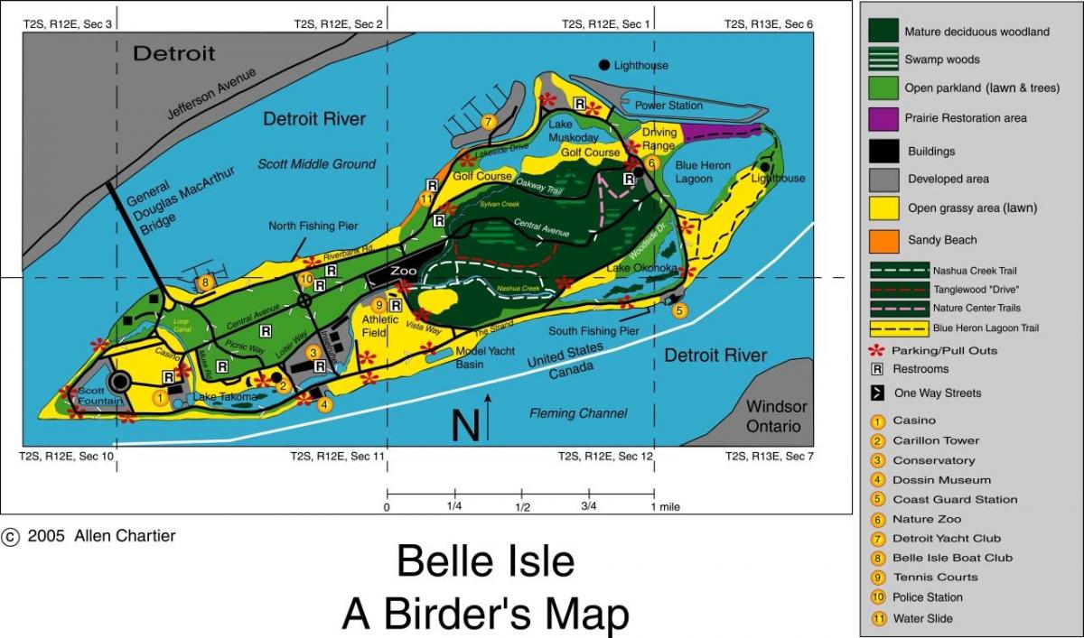 kart av Belle Isle Detroit