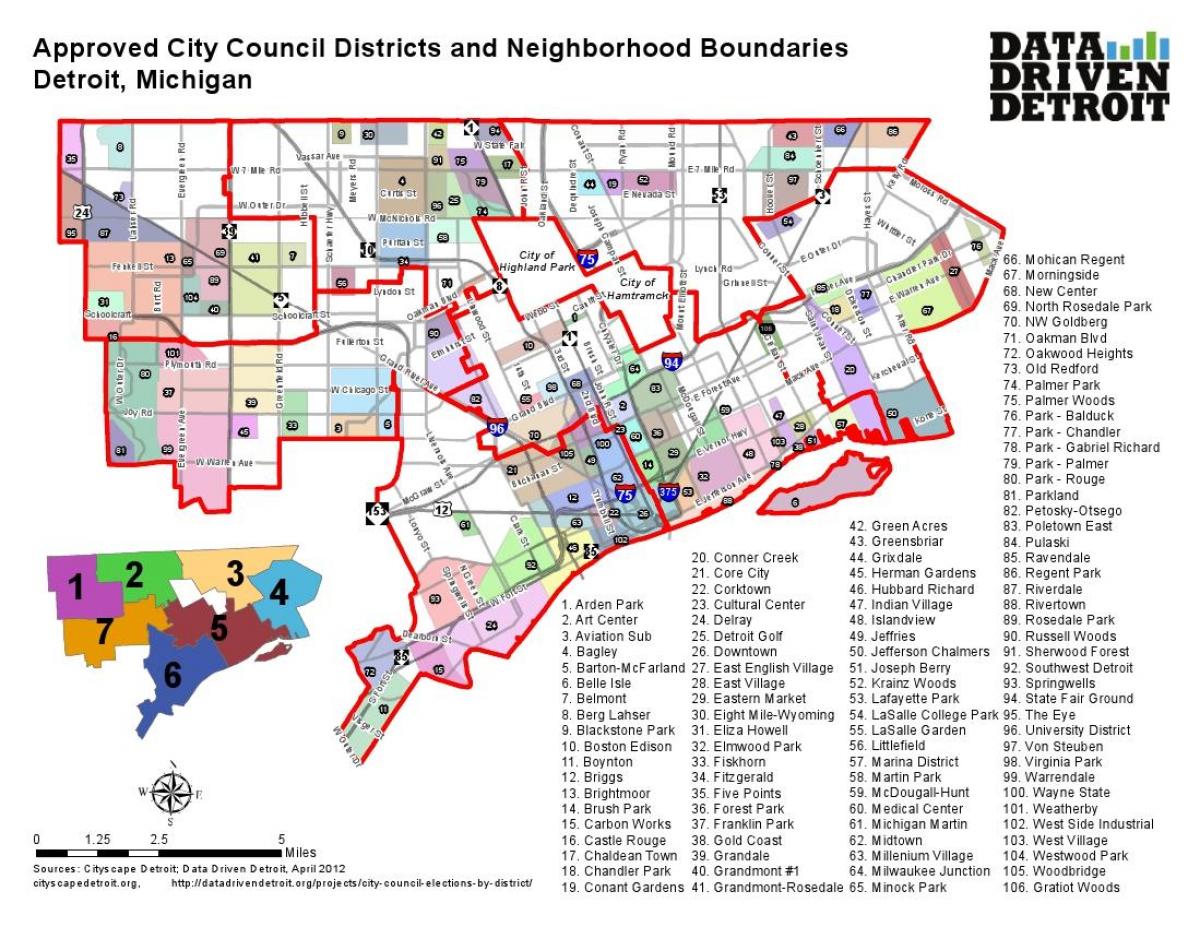 distriktet Detroit kart
