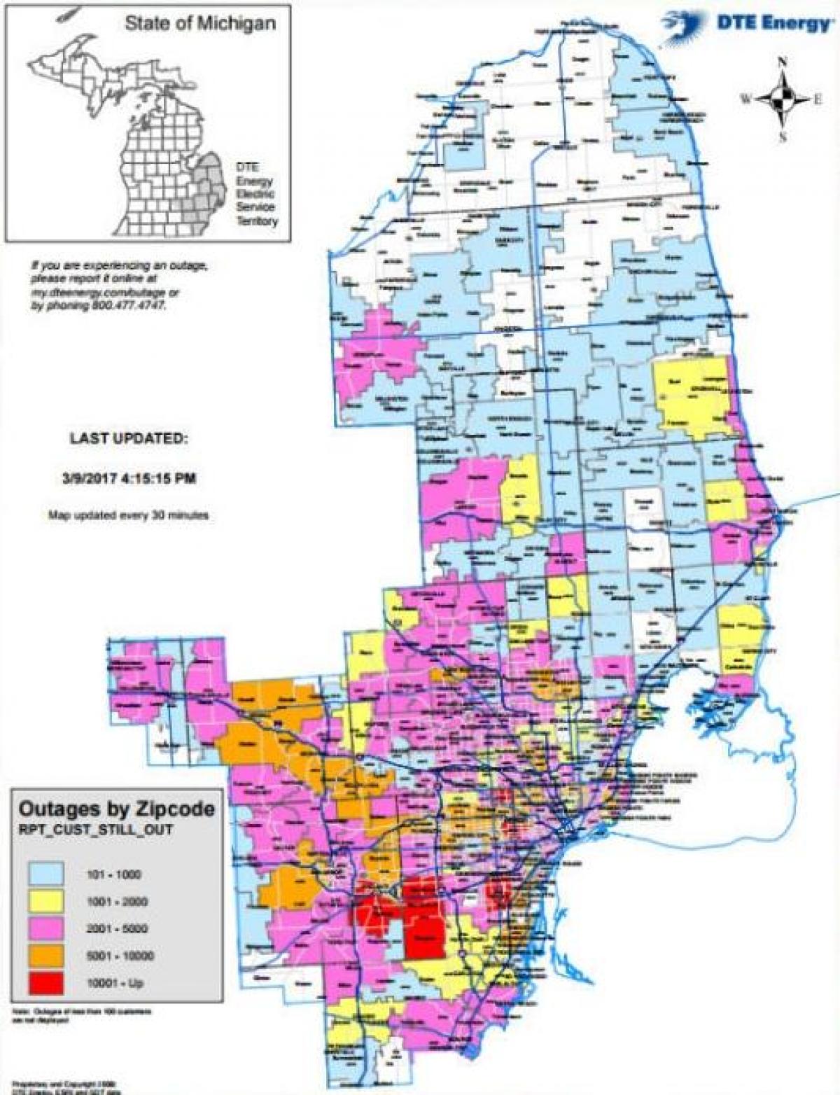 Detroit edison strømbrudd kart
