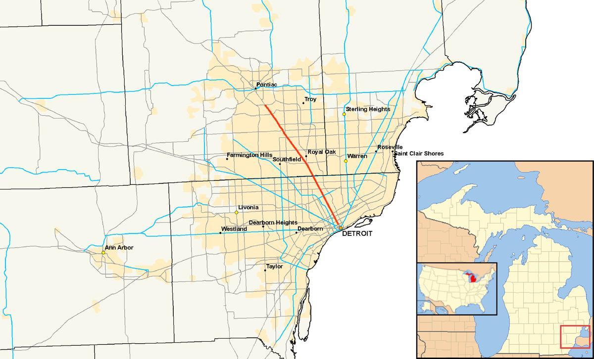 Detroit kommunene kart