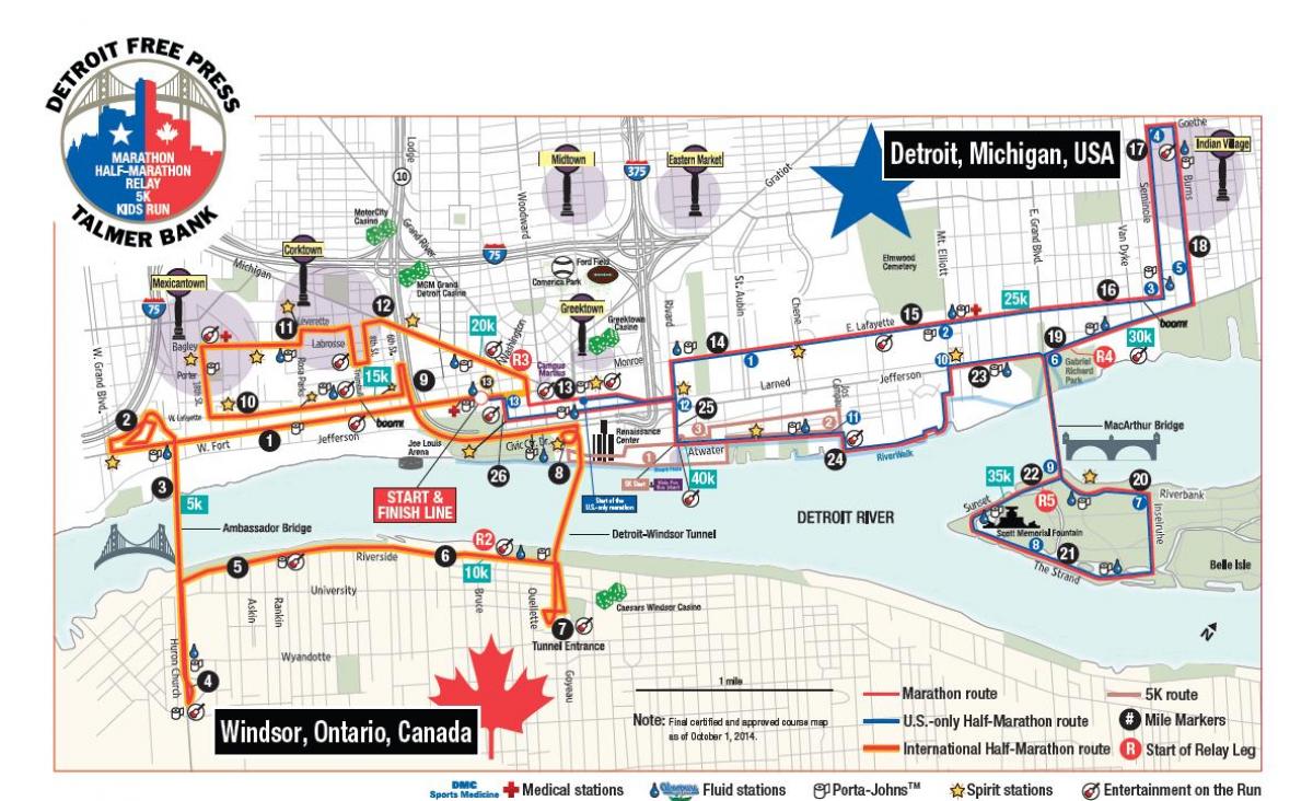 kart over Detroit maraton