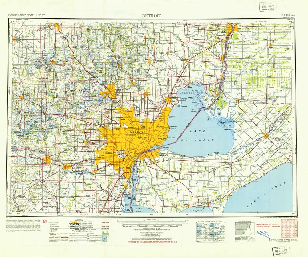 Detroit i usa kart