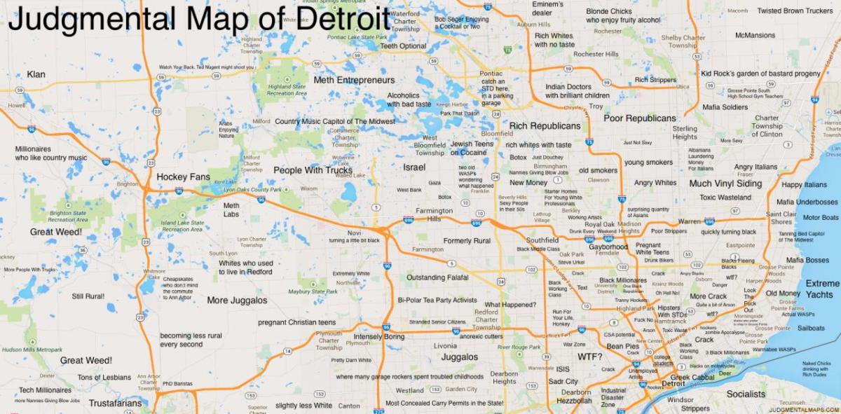 fordomsfull kart Detroit