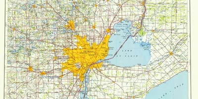 Detroit i usa kart